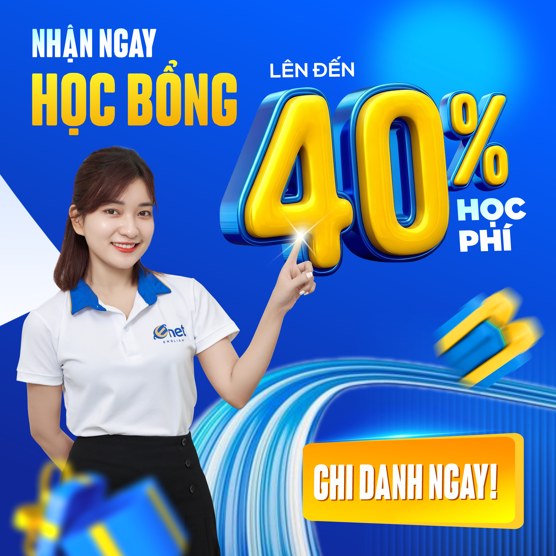 Học bổng lên đến 40% học phí dành cho học viên đăng ký ngay hôm nay tại ENET English